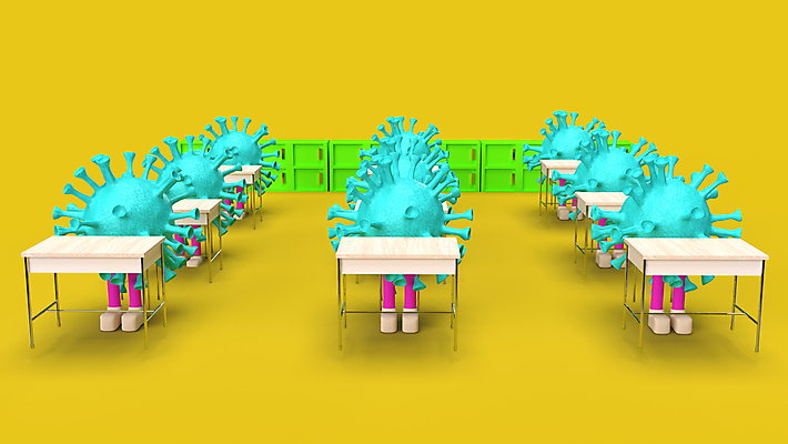 포토 JPG 해외이미지 교육 백그라운드 의자 교실 학교 건강 가면 사람없음 내부 파란색 약 3D 교사 방 흰색 바이러스 보호 질병 강의 책상 신학기 해외포토 직업 컬러 가구 컨셉 의학 디지털합성 파일형식 이미지허브