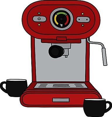 EPS 해외이미지 커피 음료 일러스트 컵 빨간색 금속 주방 검은색 바 뜨거움 만화 만들기 언론 에스프레소 해외일러스트 식기 컬러 모션 재질 파일형식 벡터 이미지허브