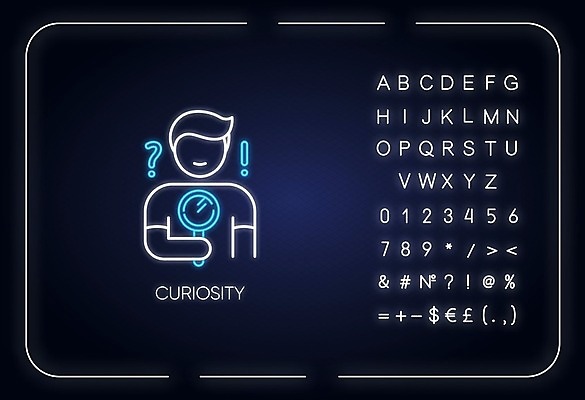 EPS 해외이미지 일러스트 돋보기 사람모양 들기 사람없음 호기심 네온 해외일러스트 모양 감정 컨셉 모션 파일형식 벡터 이미지허브
