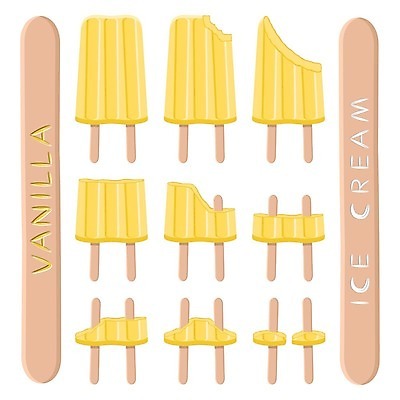 EPS 해외이미지 일러스트 아이스크림 디저트 사람없음 세트 노란색 막대기 해외일러스트 음식 컬러 파일형식 벡터 이미지허브
