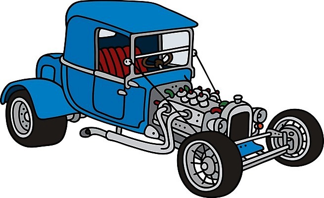 EPS 해외이미지 일러스트 자동차 사람없음 파란색 빈티지 클래식 복고 클래식카 해외일러스트 육상교통 컬러 컨셉 승용차 파일형식 벡터 이미지허브