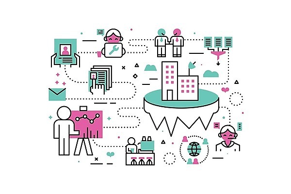 EPS 해외이미지 일러스트 비즈니스 협력 악수 사람모양 직장 빌딩 사람없음 건물 발표 프로필 해외일러스트 모양 건축물 회사 손짓 파일형식 벡터 이미지허브