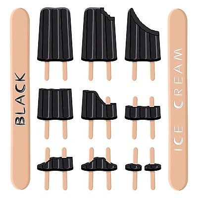 EPS 해외이미지 일러스트 아이스크림 디저트 사람없음 세트 검은색 막대기 해외일러스트 음식 컬러 파일형식 벡터 이미지허브