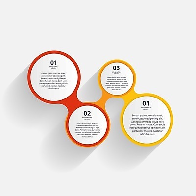 EPS 해외이미지 일러스트 비즈니스 사람없음 그래픽 빨간색 노란색 인포그래픽 원형 연결 심플 엘리먼트 해외일러스트 도형 컬러 파일형식 벡터 이미지허브