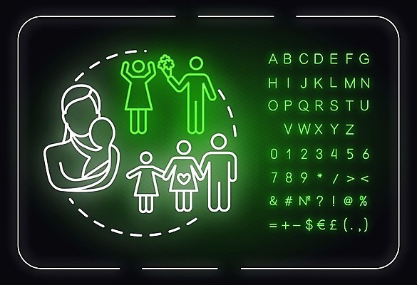 EPS 해외이미지 꽃다발 프로포즈 일러스트 가족 안기 사람모양 사람없음 아기 네온 해외일러스트 모양 꽃 관계 모션 사람 파일형식 벡터 이미지허브