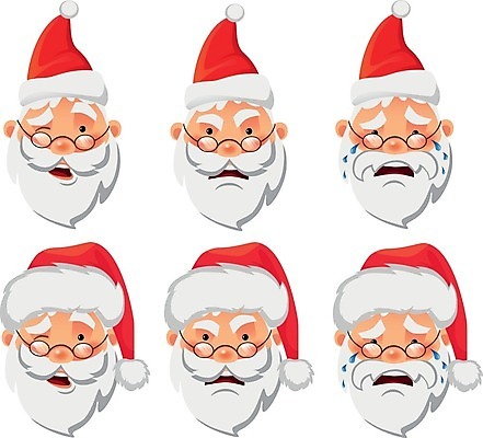 EPS 해외이미지 얼굴 크리스마스 일러스트 세트 산타클로스 머리 분노 나쁜 클라우스 해외일러스트 기념일 감정 신체부위 파일형식 벡터 이미지허브