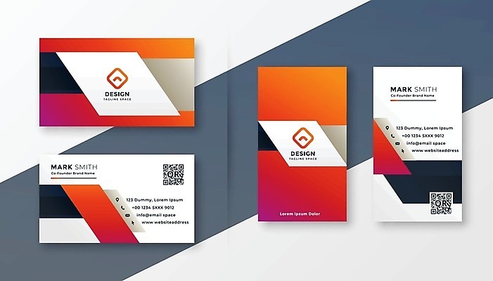 EPS 해외이미지 템플릿 비즈니스 명함 명함템플릿 사람없음 빨간색 세트 QR코드 브랜딩 컬러 파일형식 벡터 이미지허브
