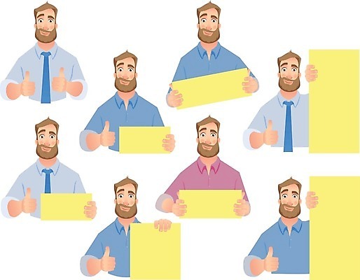 EPS 해외이미지 얼굴 일러스트 비즈니스맨 플랫 만화 해외일러스트 남자 비즈니스 신체부위 직장인 파일형식 벡터 이미지허브