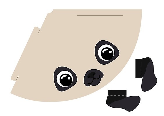 EPS 해외이미지 일러스트 사람없음 개 종이접기 원뿔 DIY 전개도 해외일러스트 도형 종이 포유류 취미 접기 파일형식 벡터 동물 모션 이미지허브