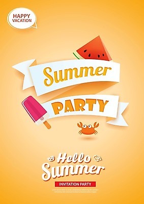 EPS 해외이미지 영어 일러스트 아이스크림 수박 사람없음 주황색 게 해외일러스트 문자 컬러 과일 디저트 갑각류 파일형식 벡터 이미지허브