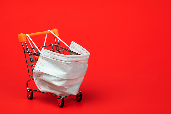 포토 JPG 해외이미지 잡화 컨셉 가면 마스크 안전 사람없음 빨간색 쇼핑 세일 상점 카트 환경오염 시장 바이러스 보호 구매 질병 위험 고객 예방 감염 온라인쇼핑 소매 슈퍼마켓 위기 전염병 카피스페이스 해외포토 컬러 의학 공백 온라인 파일형식 이미지허브