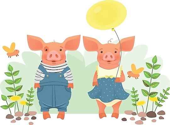 EPS 해외이미지 커플 원피스 곤충 잎 두마리 일러스트 들기 사람없음 귀여움 돌_바위 돼지 민들레 멜빵바지 돼지캐릭터 풍선 해외일러스트 식물 동물 옷 꽃 동물캐릭터 컨셉 2 바지 포유류 관계 모션 멜빵 파일형식 벡터 이미지허브