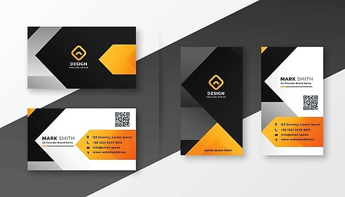 EPS 해외이미지 템플릿 비즈니스 명함 명함템플릿 사람없음 세트 검은색 주황색 QR코드 브랜딩 컬러 파일형식 벡터 이미지허브