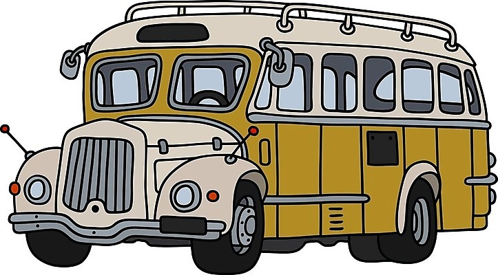 EPS 해외이미지 일러스트 자동차 버스 사람없음 노란색 흰색 클래식 복고 해외일러스트 육상교통 컬러 컨셉 대중교통 파일형식 벡터 이미지허브