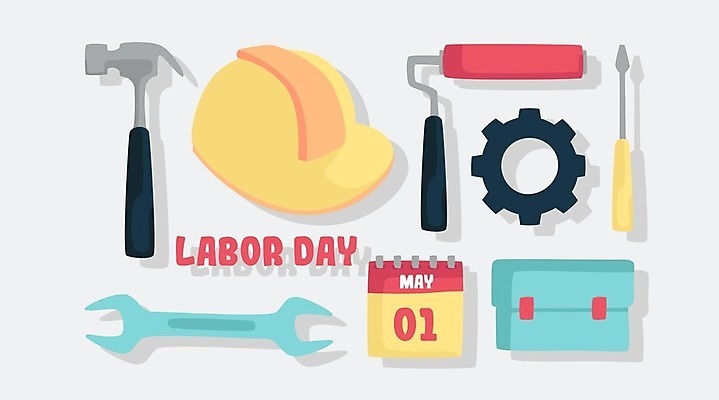 EPS 해외이미지 일러스트 노동자 사람없음 달력 스패너 망치 안전모 공구함 톱니바퀴 롤러 근로자의날 일자드라이버 해외일러스트 직업 기념일 공구 드라이버_공구 헬멧 안전장비 파일형식 벡터 이미지허브