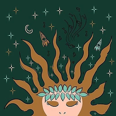 EPS 해외이미지 별 음악 일러스트 우주 화환 꿈 달 파마 팔레트 스케치 해외일러스트 자연요소 헤어스타일 꽃 문화예술 미술 파일형식 벡터 이미지허브