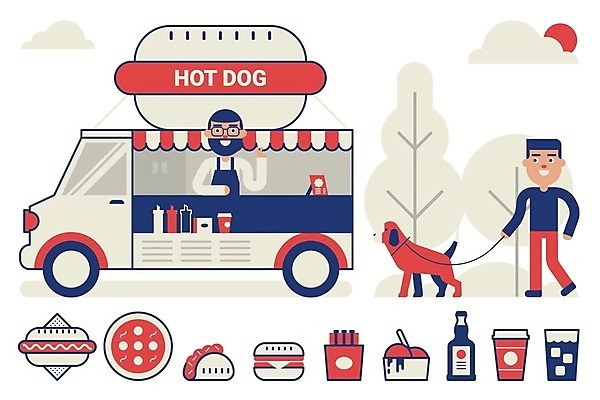 EPS 해외이미지 전신 공원 남자 커피 음료 음식 일러스트 피자 상반신 성인 두명 산책 햄버거 개 핫도그 타코 푸드트럭 성인남자만 해외일러스트 공공시설 포유류 휴식 패스트푸드 서양음식 사람 트럭 남자만 성인만 파일형식 벡터 이미지허브