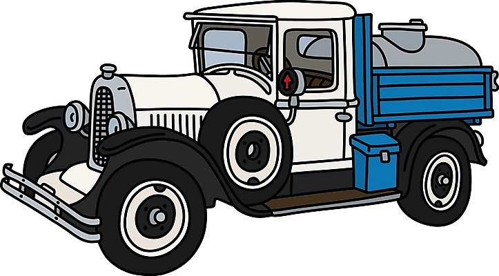 EPS 해외이미지 일러스트 자동차 사람없음 파란색 흰색 빈티지 클래식 복고 화물트럭 클래식카 탱크로리 해외일러스트 육상교통 컬러 컨셉 승용차 트럭 화물차 파일형식 벡터 이미지허브