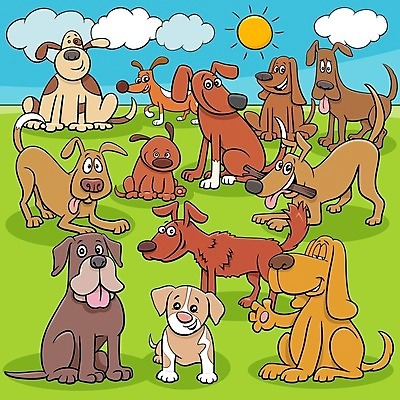 EPS 해외이미지 구름 일러스트 앉기 초원 사람없음 세트 태양 귀여움 나뭇가지 강아지 물기 만화 심플 손인사 해외일러스트 자연요소 나무 컨셉 모션 반려동물 인사 개 파일형식 벡터 이미지허브