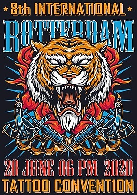 EPS 해외이미지 디자인 포스터 일러스트 검은배경 사람없음 빈티지 호랑이 문신 위협 해외일러스트 백그라운드 컨셉 포유류 검은색 파일형식 벡터 이미지허브