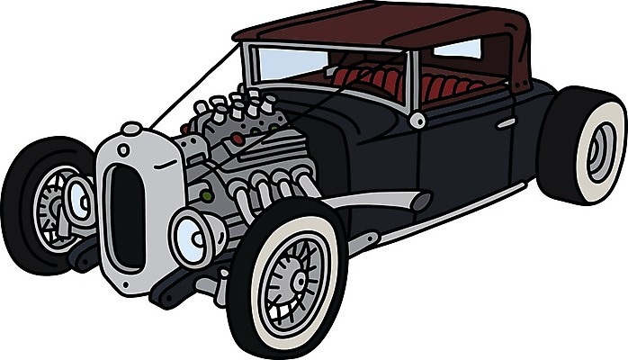 EPS 해외이미지 일러스트 자동차 사람없음 검은색 빈티지 클래식 복고 클래식카 해외일러스트 육상교통 컬러 컨셉 승용차 파일형식 벡터 이미지허브