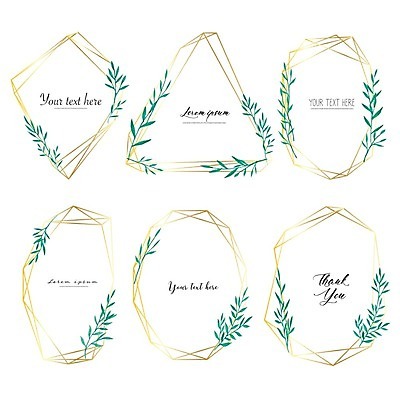 EPS 해외이미지 선 잎 일러스트 사람없음 세트 테두리 청록색 지오메트릭 해외일러스트 식물 컬러 파일형식 벡터 이미지허브