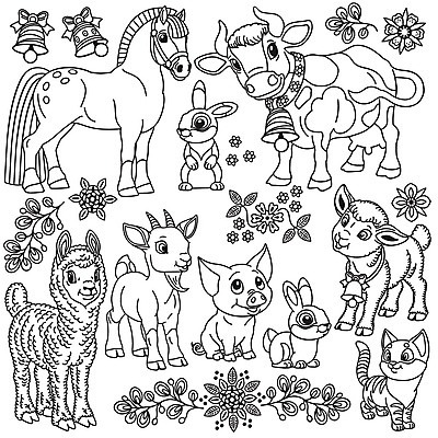 EPS 해외이미지 동물 꽃 행복 선 스티커 일러스트 포유류 염소 세트 농장 마을 고양이 가축 목장 종 시골 아기 토끼 양 돼지 소 설치류 만화 수집 윤곽 조랑말 양고기 외양간 라마 알파카 해외일러스트 식물 감정 농업 육류 사람 반려동물 말_동물 파일형식 벡터 이미지허브