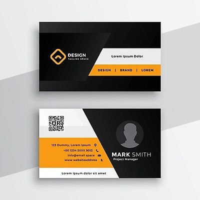 EPS 해외이미지 템플릿 비즈니스 명함 명함템플릿 사람없음 세트 노란색 검은색 QR코드 브랜딩 컬러 파일형식 벡터 이미지허브