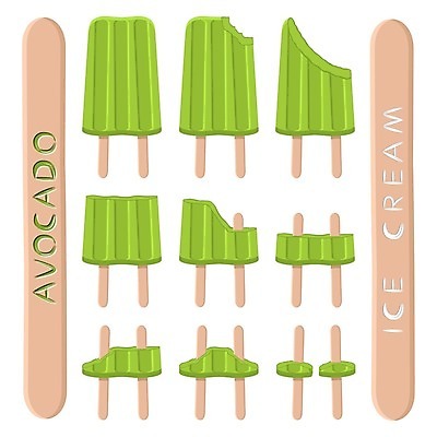 EPS 해외이미지 일러스트 아이스크림 디저트 사람없음 초록색 세트 막대기 해외일러스트 음식 컬러 파일형식 벡터 이미지허브