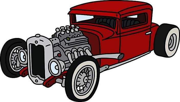 EPS 해외이미지 일러스트 자동차 사람없음 빨간색 빈티지 클래식 복고 클래식카 해외일러스트 육상교통 컬러 컨셉 승용차 파일형식 벡터 이미지허브