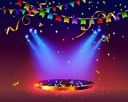 EPS 해외이미지 디자인 배너 리본 백그라운드 컨셉 일러스트 성공 서기 이벤트 빛 컬러풀 축제 공연 무대 흰색 축하 깃발 원형 발표 황금 고급 떨어짐 상품 전시회 받침대 쇼 꽃가루 스포트라이트 단상 단계 대회 승자 지휘대 챔피언 필승 해외일러스트 도형 컬러 모션 전시 우승 가루 파일형식 벡터 이미지허브