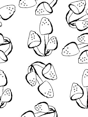 EPS 해외이미지 계절 포스터 백그라운드 패턴 일러스트 미술 검은색 버섯 가을 흰색 낙서 인쇄 그림 해외일러스트 컬러 무늬 문화예술 파일형식 벡터 이미지허브