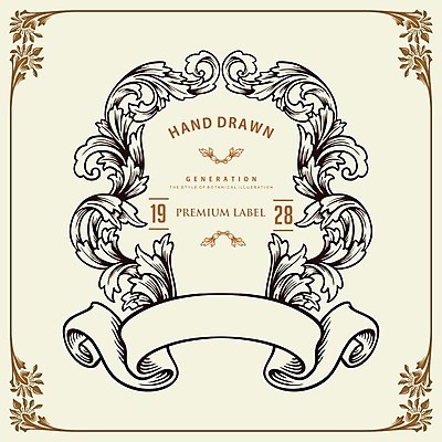 EPS 해외이미지 디자인 꽃무늬 일러스트 프레임 사람없음 화려 클래식 우아함 복고 바로크 해외일러스트 꽃 컨셉 무늬 파일형식 벡터 이미지허브