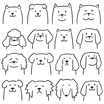 EPS 해외이미지 동물 캐릭터 선 라인일러스트 일러스트 아이디어 미소 그래픽 장식 반려동물 세트 그리기 개 골든리트리버 강아지 낙서 만화 스케치 닥스훈트 수집 깃털 사인 그림 심플 손그림 기르기 마스코트 해외일러스트 일러캐릭터 컨셉 포유류 모션 표정 미술 리트리버 돌봄 파일형식 벡터 이미지허브