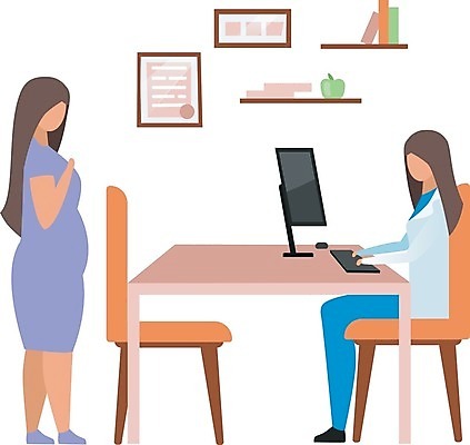 EPS 해외이미지 전신 여자 액자 일러스트 선반 앉기 성인 두명 모니터 임산부 진료 키보드 마우스 의사가운 상패 산부인과 산부인과의사 성인여자만 해외일러스트 가구 의학 모션 병원 사람 컴퓨터 컴퓨터용품 임신 의사 가운 상_우승 여자만 성인만 파일형식 벡터 이미지허브