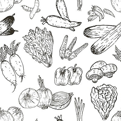 EPS 해외이미지 디자인 백그라운드 패턴 채소 일러스트 고추 양파 피망 오이 사람없음 버섯 당근 패턴백그라운드 무 콩깍지 해외일러스트 무늬 콩 뿌리채소 파일형식 벡터 이미지허브