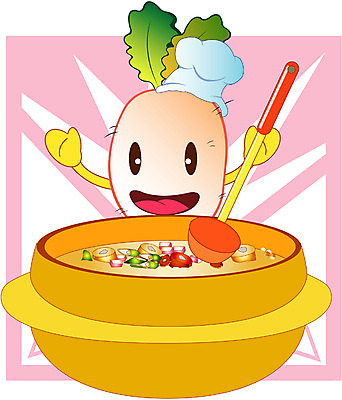 EPS 클립아트 식물 음식 생활용품 채소 일러스트 식재료 상상 주방용품 요리사모자 미소 웃음 사람없음 솥 무 국자 솥단지 국내일러스트 모자_잡화 뿌리채소 표정 요리사 오브젝트 파일형식 벡터