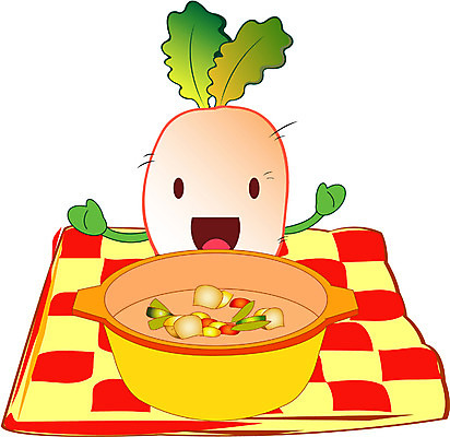 EPS 클립아트 그릇 음식 채소 일러스트 사람없음 식탁보 냄비 무 찌개 국 무캐릭터 일러캐릭터 캐릭터 식기 뿌리채소 솥 파일형식 벡터