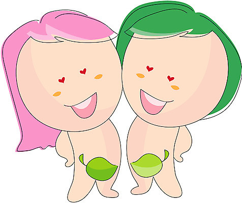 EPS 클립아트 여자 남자 기독교 종교 일러스트 사람 두명 아담 이브 국내일러스트 파일형식 벡터