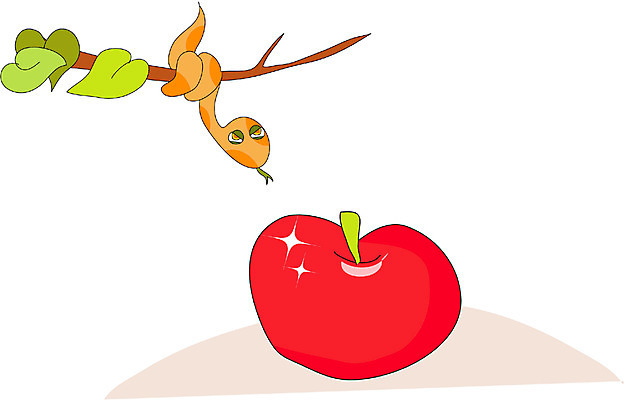 EPS 클립아트 식물 기독교 종교 음식 잎 과일 일러스트 사람없음 농작물 나뭇가지 뱀 사과 악마 사단 선악과 국내일러스트 나무 농업 파충류 파일형식 벡터