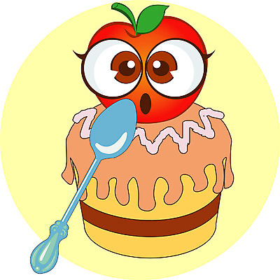 EPS 클립아트 식물 캐릭터 열매 음식 과일 일러스트 상상 디저트 수저 사람없음 케이크 숟가락 사과 과일캐릭터 머핀 사과캐릭터 일러캐릭터 식기 빵 파일형식 벡터
