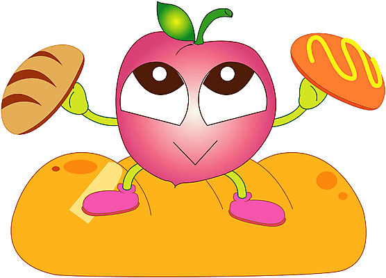 EPS 클립아트 식물 캐릭터 열매 음식 빵 과일 일러스트 상상 디저트 사람없음 복숭아 제빵 과일캐릭터 복숭아캐릭터 일러캐릭터 제과제빵 파일형식 벡터