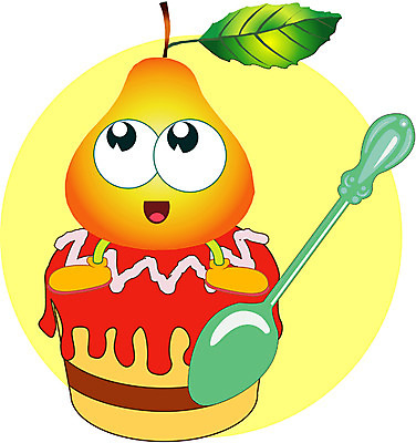 EPS 클립아트 식물 열매 음식 과일 일러스트 상상 디저트 사람없음 케이크 숟가락 배 과일캐릭터 머핀 서양배 일러캐릭터 캐릭터 빵 수저 배_과일 파일형식 벡터