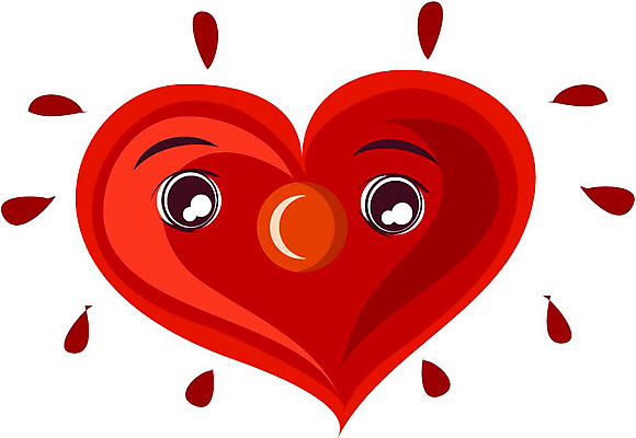 EPS 클립아트 캐릭터 얼굴 일러스트 해부 의학 상상 표정 의인화 형상 사랑 빨간색 하트 심장 표현 장기 묘사 순환기관 일러캐릭터 모양 감정 컬러 신체 신체부위 장기_의학 파일형식 벡터