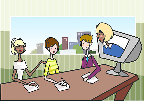 EPS 여자 남자 산업 흑인 일러스트 회사 비즈니스 통신 모션 회의 실내 사람 여러명 컴퓨터 모니터 모임 비즈니스우먼 회의실 화상통화 국내일러스트 서양인 다수 내부 전자제품 직장인 통화 파일형식 벡터