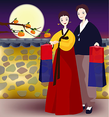 EPS 전통 부부 커플 계절 여자 명절 남자 일러스트 밤하늘 돌담 감 사람 야외 두명 추석 보름달 가을 야간 한복 감나무 청사초롱 국내일러스트 자연요소 나무 한국전통 기념일 과일 관계 하늘 담장 달 돌_바위 전통의상 초롱 파일형식 벡터