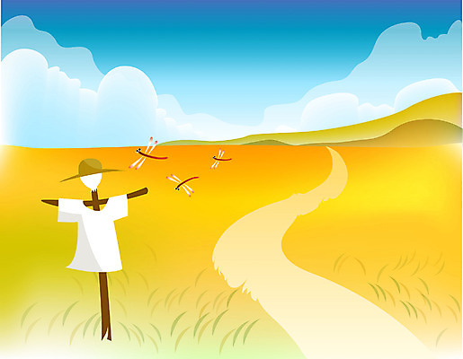 EPS 주간 계절 명절 곤충 백그라운드 밭 절지류 일러스트 한국 논 풍경 사람없음 야외 추석 추수 가을 잠자리 허수아비 가을배경 국내일러스트 자연요소 동물 전통 기념일 아시아 농업 파일형식 벡터 가을_계절