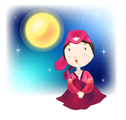 EPS 전통 여자 명절 아시아 초등학생 어린이 일러스트 한명 사람 소녀 설날 추석 보름달 달 달밤 한복 여자만 여자한명만 어린이만 소녀만 소녀한명만 국내일러스트 자연요소 1 학생 한국전통 기념일 나라 전통의상 파일형식 벡터