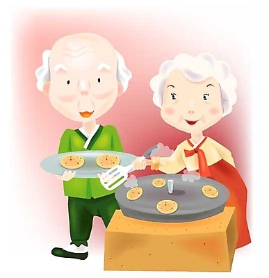 EPS 전통 여자 명절 할아버지 남자 아시아 할머니 음식 가사 일러스트 엄마 요리 사람 성인 두명 설날 추석 노부부 아빠 한복 전 부침개 솥뚜껑 노인만 성인만 국내일러스트 한국전통 부부 기념일 노년 나라 한식 가족 전통의상 파일형식 벡터