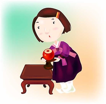 EPS 전통 여자 명절 아시아 초등학생 어린이 일러스트 한명 사람 소녀 설날 추석 사과 한복 제기_제사 제사상 여자만 여자한명만 어린이만 소녀만 소녀한명만 국내일러스트 1 학생 한국전통 기념일 나라 과일 전통의상 제사 제사용품 파일형식 벡터